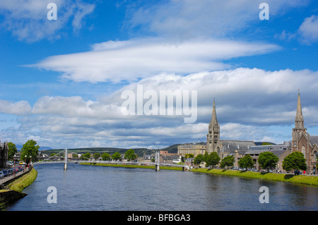 Inverness e fiume Ness. Regione delle Highlands. La Scozia. Regno Unito Foto Stock