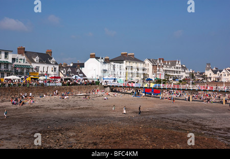 Jersey - St Brelade spiaggia e gli alberghi Foto Stock