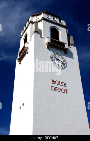 Il deposito di Boise, un pensionato della Union Pacific Railroad Station, è un punto di riferimento a Boise, Idaho. Foto Stock