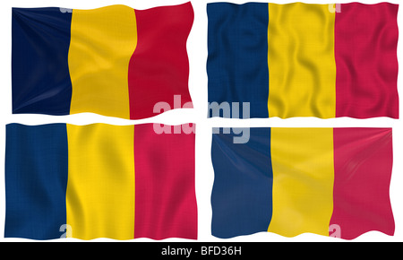 Grande immagine della bandiera del Ciad Foto Stock