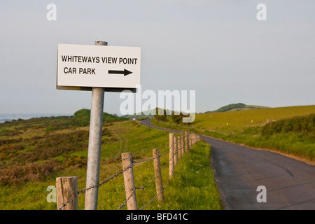 Whiteways punto di vista segno parcheggio in Dorset, Inghilterra. Foto Stock