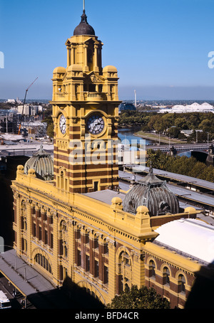 La Flinders St stazione ferroviaria, Melbourne, Australia Foto Stock