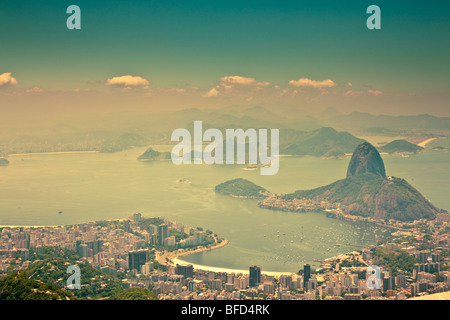 La vista sulla città dal Corcovado Rio De Janeiro in Brasile Foto Stock