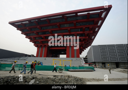 Sito in costruzione del Padiglione Cinese del World Expo 2010 a Shanghai in Cina.15-ott-2009 Foto Stock