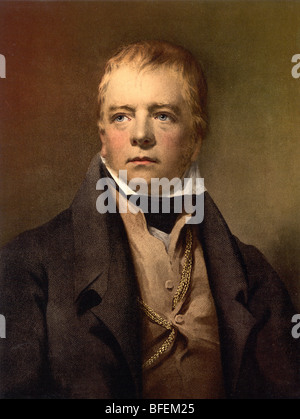 Ritratto di stampa scozzese romanziere storico e poeta Sir Walter Scott (1771 - 1832). Foto Stock