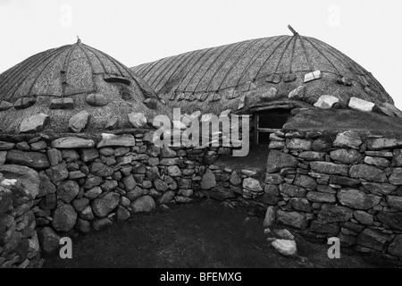 Nero originale casa croft a Arnol sull'isola di Lewis,Ebridi Esterne,Western Isles,Scozia,UK. Foto Stock