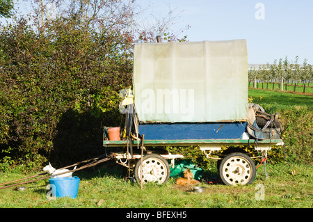 Viaggiatori' accampamento vicino a Ledbury Foto Stock