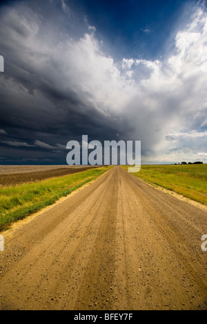 Il tuono tempesta su strada per traghetto Crowfoot, Alberta, Canada, cloud, meteo Foto Stock