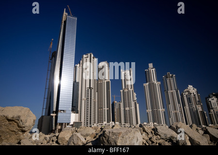 Business Bay costruzione, Dubai, Emirati arabi uniti Foto Stock