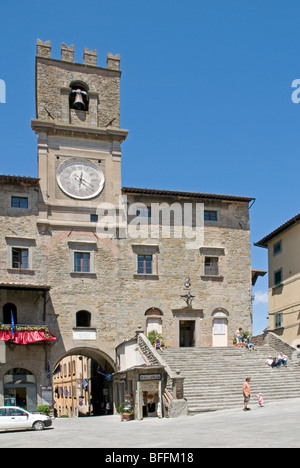 Il Palazzo Comunale di Cortona Toscana, Foto Stock