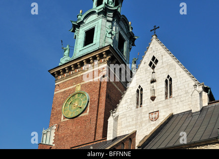 Dettaglio della Basilica Cattedrale dei Santi. Stanisław e Vaclav sul colle di Wawel a Cracovia, Polonia Foto Stock