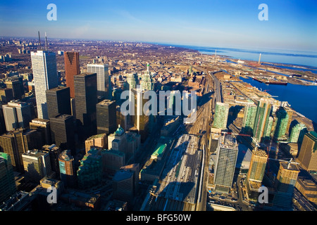 Downtown Toronto dalla CN Tower, Toronto, Ontario, Canada Foto Stock