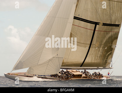 La classe j ranger compete in antigua classic regatta Foto Stock