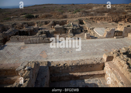 Pavimento a mosaico a casa di dionysos villa romana a Paphos parco archeologico repubblica di Cipro in Europa Foto Stock