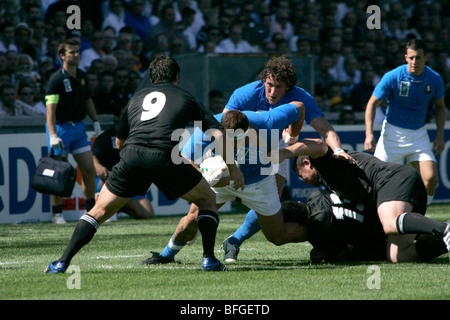 All Blacks Nuova Zelanda Rugby giocando contro l Italia alla Coppa del Mondo 2007 a Marsiglia, Francia Foto Stock