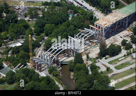 Vista aerea sopra l'autostrada cavalcavia costruzione Cleveland Ohio Foto Stock