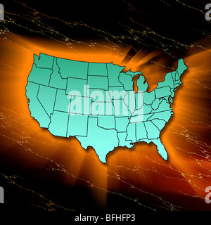 Mappa degli Stati Uniti d'America Foto Stock