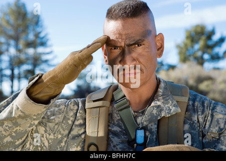 Ritratto di soldato a salve Foto Stock