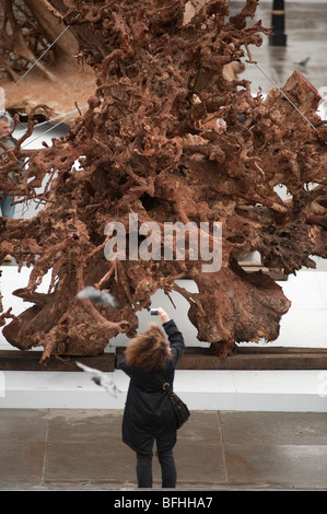 Ghost alberi mostra di Alison Palmer a Trafalgar Square a Londra centrale Foto Stock