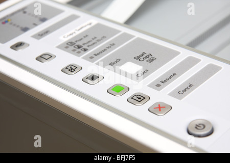 Stampante All-in-one, scanner, copiatrice. Vista di comando close-up. Foto Stock