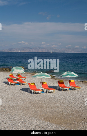 Sulla spiaggia vicino a Rodi, Grecia. Foto Stock