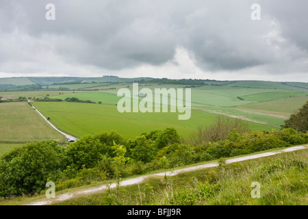 Sentiero pubblico vicino a Cissbury Ring nel West Sussex England Foto Stock