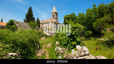 Cappella romanica, Škrip, isola di Brac, Croazia Foto Stock