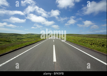 Lungo la strada in natura prefettura di Hokkaido in Giappone Foto Stock