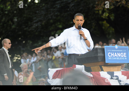 Campagna di Obama al rally di Franklin & Marshall College di Lancaster, PA Settembre 4, 2008 Barack Hussein Obama, Junior Senator Foto Stock