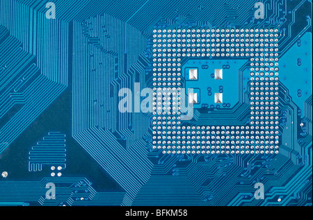 Blue high tech industrial scheda di circuito elettronico di sfondo Foto Stock