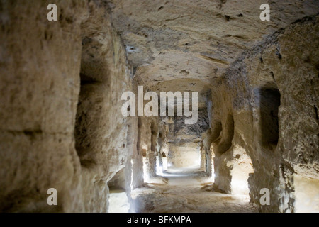 Gallerie sotterranee del Serapeo complesso nel trimestre Karmous nel sud-ovest della città di Alessandria, Egitto Foto Stock