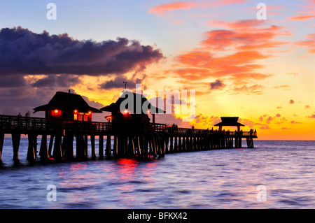 Napoli,pier,Tramonto,florida, Stati Uniti d'America Foto Stock