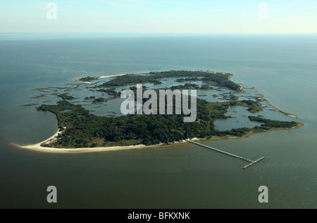 Vista aerea del Atsena Otie Key vicino a Cedar Key, Florida, Stati Uniti d'America Foto Stock