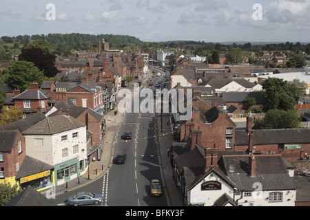 Guardando a Nord, barra superiore e High Street, Newport Shropshire. Foto Stock