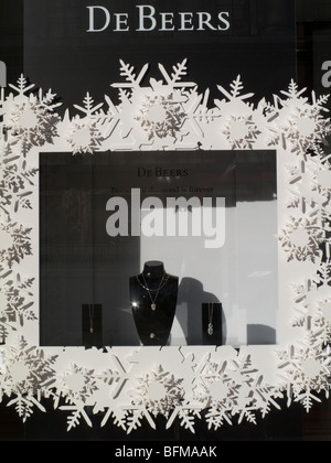 De Beers display di Natale, Piccadilly, Mayfair, London, England, Regno Unito Foto Stock