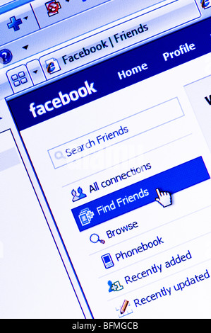 Macro di screenshot su Facebook il sito di social networking. Solo uso editoriale. Foto Stock