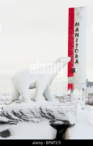 Porto di Churchill all'inizio inverno- segni di benvenuto, Churchill, Manitoba, Canada Foto Stock