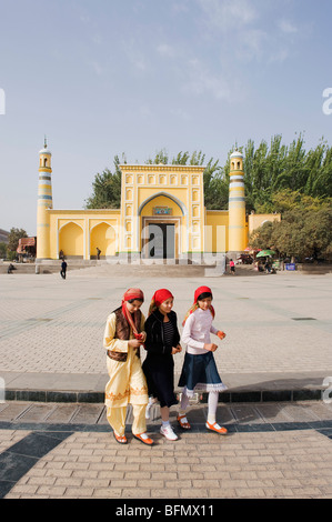 Cina, provincia dello Xinjiang, Kashgar, alla Moschea Id Kah Foto Stock