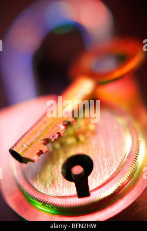 Serratura e chiave Foto Stock