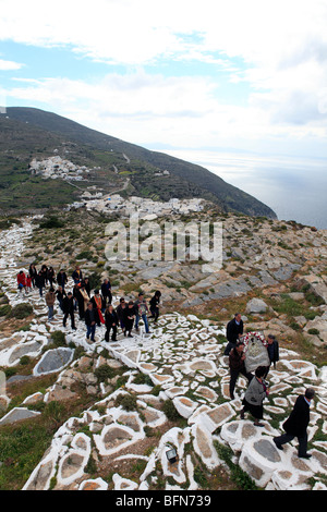 Grecia CICLADI sikinos la festa di Zoodochos Pighi monastero (chryssopigi) Foto Stock