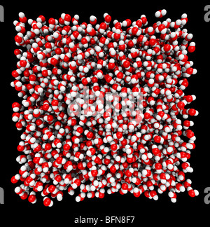 Tridimensionale di generati con il computer il modello di una scatola contenente molecole di acqua Foto Stock