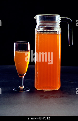 Orange juice in jar and glass ; India ; asia Foto Stock