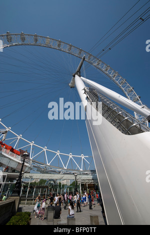 Ampia angolazione del London Eye, Londra, Inghilterra. Foto Stock