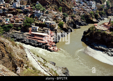 Confluenza dei fiumi Bhagirathi e Alaknanda e Saraswati ; Deva prayaga ; Devprayag ; Tehri Garhwal ; Uttaranchal ; Uttarakhand ; India ; Asia Foto Stock