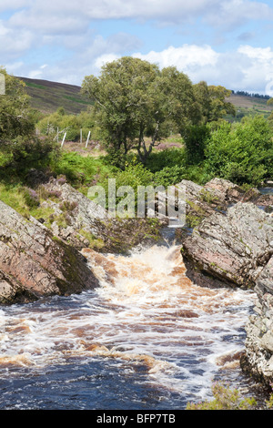 The River Helmsdale at Kildonan Lodge, Strath of Kildonan, Highland, Scotland UK Foto Stock