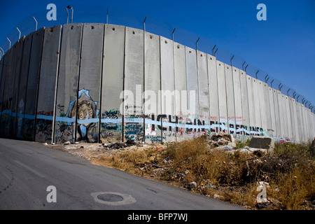 La parete a Betlemme, Palestina, Medio Oriente Foto Stock