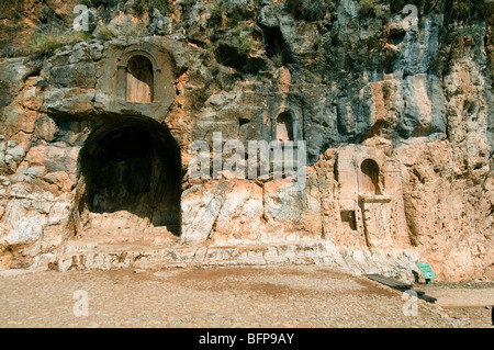 Baneas parco nazionale di sorgente del fiume Giordano,tempio al dio Pan Foto Stock