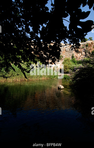 Baneas parco nazionale di sorgente del fiume Giordano,tempio al dio Pan Foto Stock