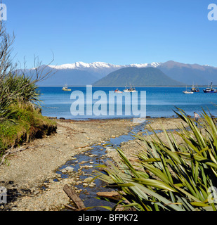 Nuova Zelanda Jackson Bay sulla costa occidentale dell'isola sud mezz'ora a sud di Haast. Foto Stock