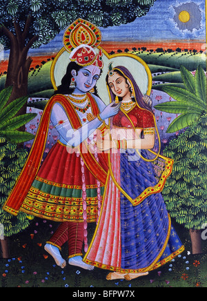 BDR 66492 : Radha Krishna la pittura in miniatura su carta Foto Stock